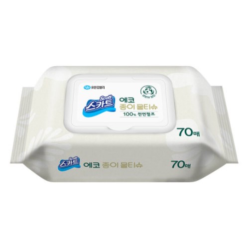 스카트 에코 종이 물티슈 캡형 70매 (8팩)_이미지