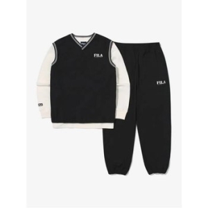 휠라키즈 3pcs 우븐 조끼 상하세트 FK2FSG3101X_BLK_이미지