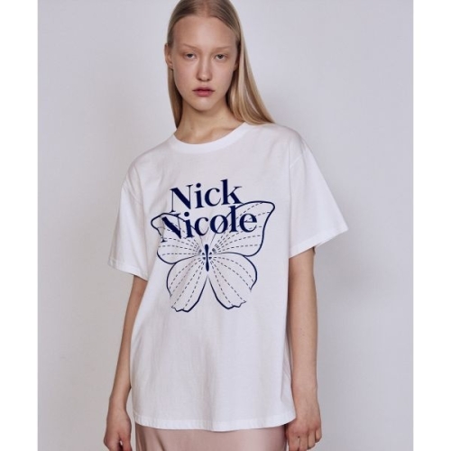 �оش��� NICKNICOLE BIG BUTTERFLY SLEEVE TOP_WHITE BLUE NSH5TS004WH 338267
