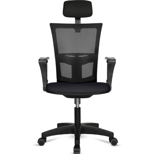 체어포커스 L02 레오 헤더형 3각팔 블랙바디 의자 (패브릭좌판)_이미지