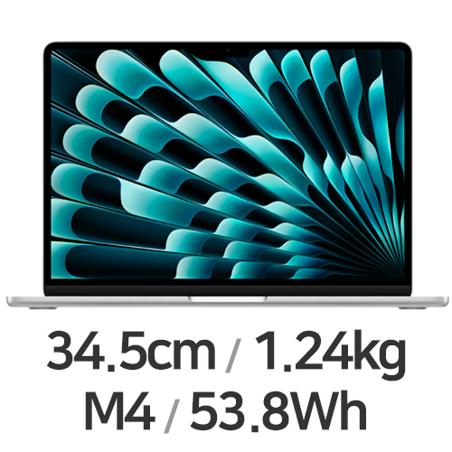 APPLE 맥북에어13 M4 10코어 CPU, 10코어 GPU 실버 (영문자판, 램16GB, SSD 512GB)_이미지
