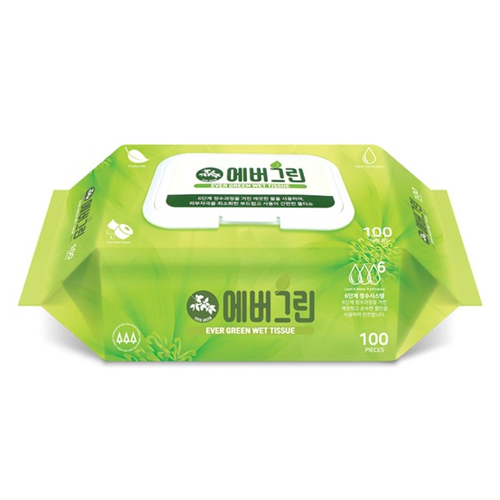  장원 에버그린 물티슈 캡형 100매 [10팩]