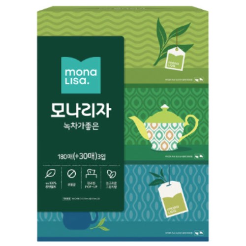 녹차가좋은 미용티슈 250매 (3입)