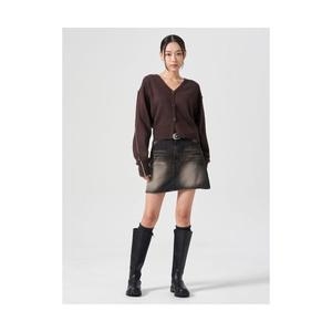 삼성물산 에잇세컨즈 324927MPH5 스커트 치마 틴워싱 미니스커트 블랙 68775 XS 검정색