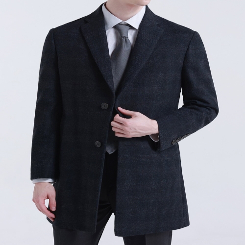 다크 그레이 체크 울 혼방 누빔 코트 ZSED33-190DGR S