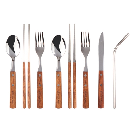 스테인리스 우드 커트러리 세트 2인용