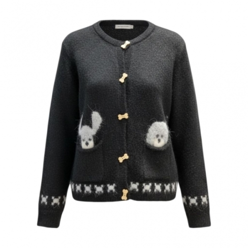 페이지플린 라운드넥 포켓 강아지 자수 긴팔 가디건 F5DCA510