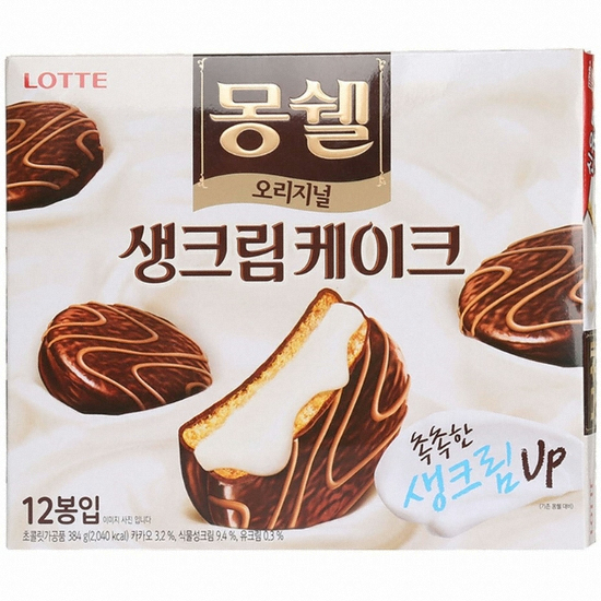 롯데웰푸드 몽쉘 오리지널 생크림케이크 12개입 384g (1개)