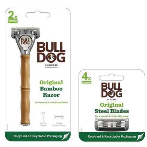 불독 오리지널 밤부 + 면도날 (해외구매, 면도기1개+날5개)