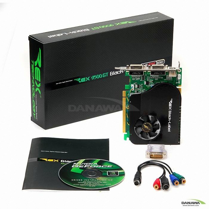 Rextech 블랙라벨 지포스 9500GT 오버클럭킹 DDR3 512MB 쿨러마스터 PWM_이미지