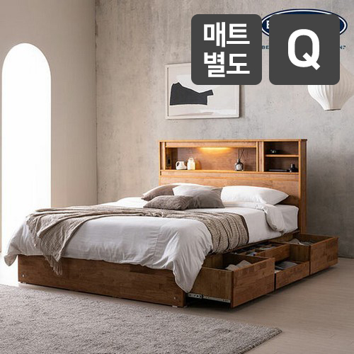  잉글랜더 브리즈번 4단 원목 수납 LED침대 Q [매트별도]