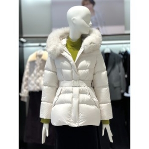 대현 ZOOC 여성 폭스 후드 벨티드 슬림 하프 구스 다운 V254PSG936