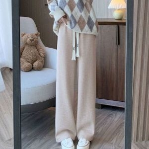 울바 여성 스웨이드 기모 코듀로이 밴딩 팬츠 겨 지 WDF709B35167666_이미지