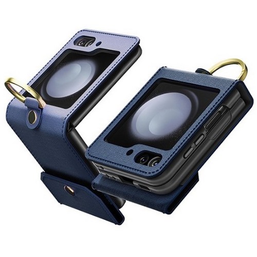 EXCCI 갤럭시Z 플립6 쿠에로 카드 수납 포켓 링 홀더 지갑 케이스