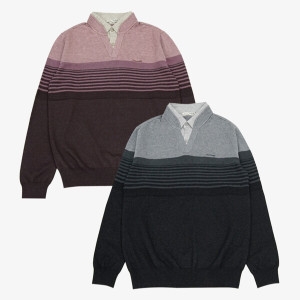 패션그룹형지 크로커다일 스트라이프 브이넥 레이어드 니트 CDAABKT3351_JJ