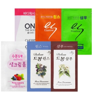 LG생활건강 엘라스틴 일회용 세면도구 100개 샴푸 린스 바디 폼