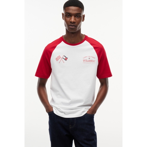 타미힐피거 종합관 남성 캐딜락 바시티 래글런 티셔츠 T12G1TPO950MA1 YBR_이미지