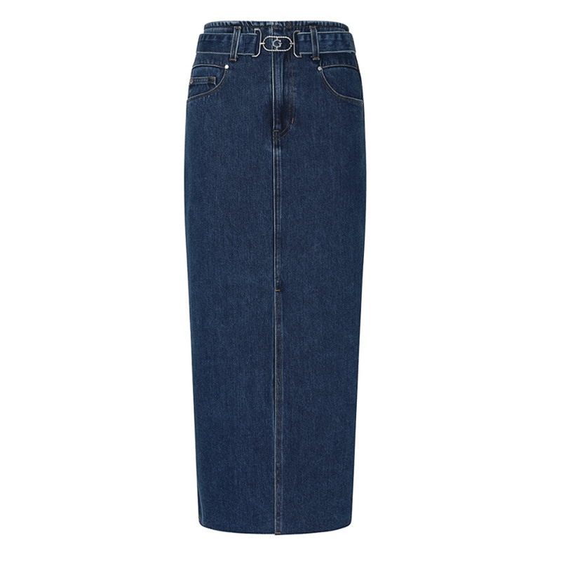 벨트 인디고 롱 스커트 YN5D6578