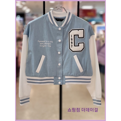 신상 주니어 데일리로 입기좋은 점퍼 색감이 너무 예쁜 크롭점퍼 얇은 해지 야구 점퍼 TGJA24103 140 라이트인디고