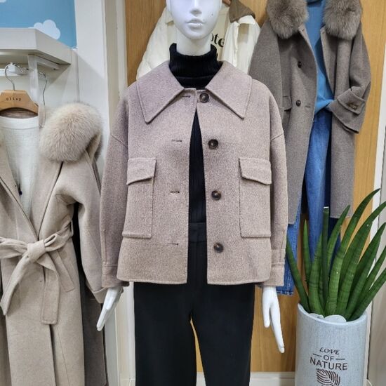 클리지 싱글 핸드메이드 숏 자켓 코트 아웃포켓 캐시미어 CM1WJK02_이미지