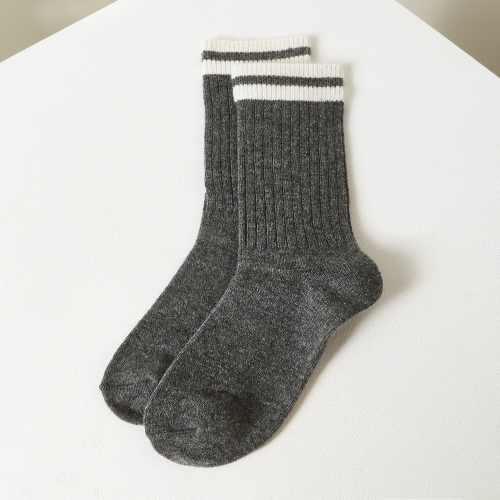 LF 질스튜어트뉴욕 차콜그레이 울혼방 배색 양말 JSSS5D200CG