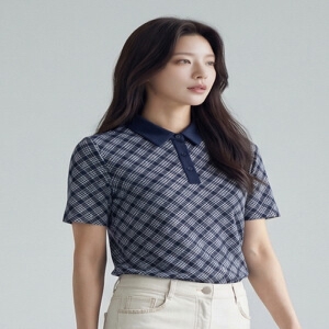 여성 체크프린트 제에리 티셔츠_1J45137 51348_5009235065