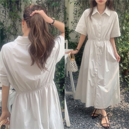 비틀버드 HOTBBA / 카라 밴딩 플레어 셔츠 원피스 LL_1002594