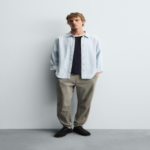 자라 국내 남성 슬림핏 조거 웨이스트 팬츠 라이트 카키 6786/320/506 Men 3353527