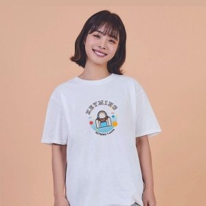 키밍 우주 비행사 그래픽 캐쥬얼 반팔티 W7DD5F7_이미지