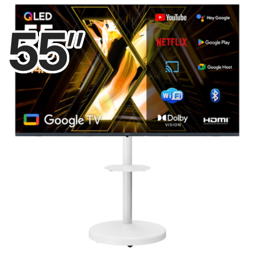 X55 PRO QLED 퀀텀 스마트 Ai 구글 3.0 이동형 패키지