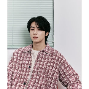 리버클래시 LKS51314 퍼플 체크 자카드 버튼업 니트 자켓_이미지