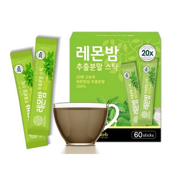 허브인코리아 골든허브 20배 고농축 레몬밤 추출분말 스틱 60T (2개)_이미지
