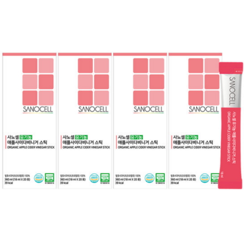 뉴솔바이오 사노셀 유기농 애플사이다비니거 스틱 360ml (18ml x 20포) (4개)_이미지