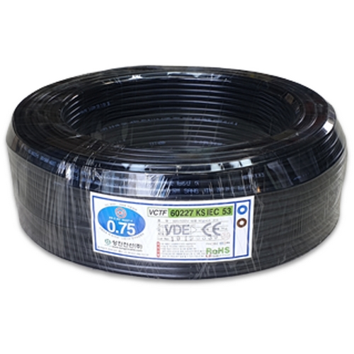 상진전선 VCTF 전선 흑색 0.75SQ x 2C (100m)_이미지