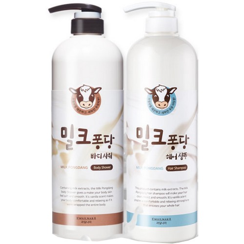 웰코스 과일나라 밀크퐁당 우유 바디워시+헤어샴푸 2종 세트