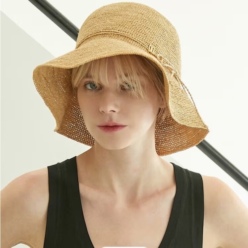 LF 닥스 여성 빅토리아 네츄럴 브라운 DD장식 라피아 플로피햇 DCHE6E913W3