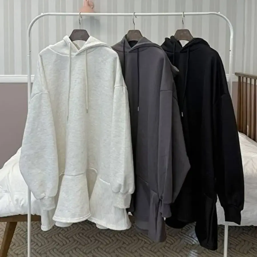 여성 대형 프릴 후드 미니 원피스1123643