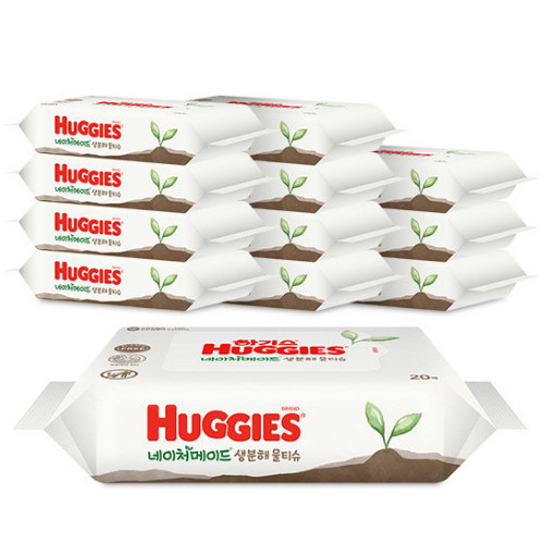 하기스 네이처메이드 생분해 물티슈 리필형 20매 (12팩)_이미지