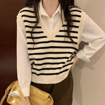 베스트 단가라 캐주얼 브이넥 조끼 필수템 데일리 니_20360400_667501_이미지