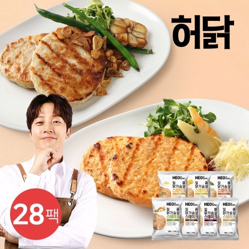 허닭 일품 닭가슴살 스테이크 100g 7종 (28개)