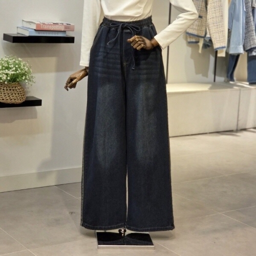 반에이크 더블라인 허리밴딩 와이드 데님팬츠 VB64DLM301W_이미지