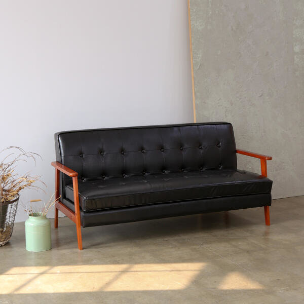 포홈 카논 블랙 가죽 소파 3인용