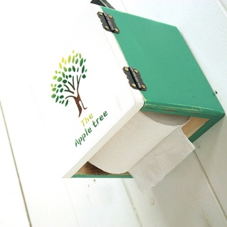 나무판때기 그린롤티슈케이스 - 스텐실형