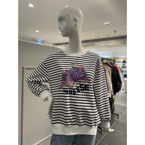 르니앤맥코이 스트라이프 하트 자수 티셔츠 ML04TS104