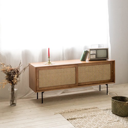 장미맨숀  로라 라탄 거실장 1400