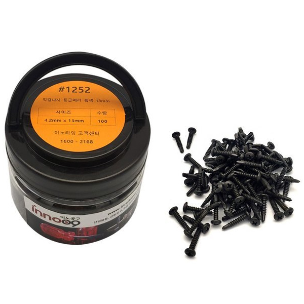 이노공구 직결나사 둥근머리 흑색 1253 16mm (100pcs)_이미지