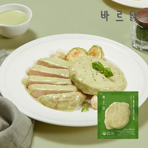 메디쿼터스 바르닭 소스 품은 닭가슴살 함박스테이크 바질 100g (1개)_이미지