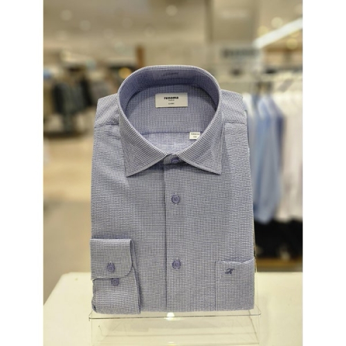 레노마 RRQSSG0041VL 일반핏 시어서커 깅엄체크 보라색긴팔_이미지