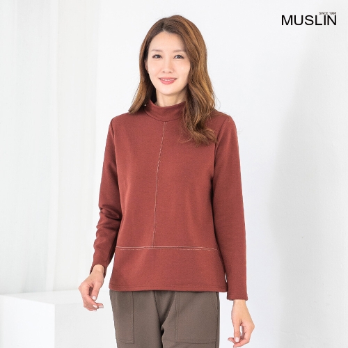 모슬린 엄마옷 60대 여성 반폴 스티치 긴팔기모티셔츠 TP512038 중년여성/50대/70대/빅사이즈/할머니옷/마