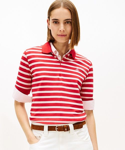 타미힐피거 히든 하프 집업 폴로 티셔츠 T22G0TPI032WT10EW 473648